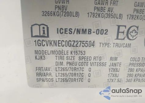 2016 Chevrolet Silverado 1500 Ls/Wt z USA, uszkodzony, nr VIN 1GCVKNEC0GZ275504